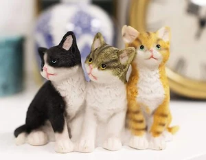 Ebros Lifelike Trio Shorthair Kittens Cats Sitting Side by Side Figurine 5" Long - Picture 1 of 7