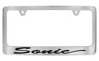 Chevrolet Sonic Script logo Chrome Plated Brass Metal License Plate Frame Holder