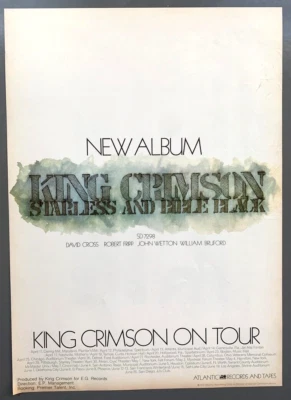 Cartel anuncio King Crimson 1974 Starless and Bible Black Robert Fripp gira por Estados Unidos Foto 1 de 4