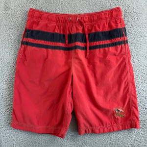 Vintage Polo Jeans Company Swim Trunks Mens M Red Blue Flag New York Lined 90s - Picture 1 of 14