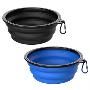 2 Pack Collapsible Dog Bowls for Travel Portable Foldable Pet Dog Water Bowl - Picture 1 of 51