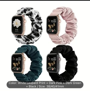 4 Pack Of Scrunchie Elastic Apple iWatch Bands For Series 9 8 7 6 5Ultra 2 - Picture 1 of 1