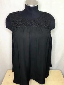 Michael Kors Bluse schwarz Größe Large Spitze Tank Deckchen Akzent Glockenärmel Oberteil MK - Bild 1 von 12