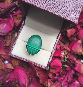 Dazzling Malachite 925 Sterling Silver Ring,Minimalist Ring,Present For Her~ - Picture 1 of 3