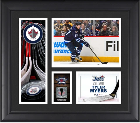 Tyler Myers Winnipeg Jets Framed 15x17 Collage & Piece of GU Puck Cover