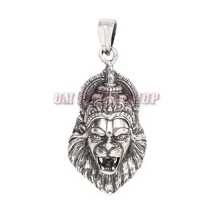 Lord Narasimha Medallón en Plata Pura Cara de León Dios Hindú Vishnu Colgante de Curación - Imagen 1 de 2