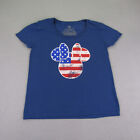 Disney Shirt Womens Medium Blue Minnie Mouse USA American Flag Crewneck Top Tee