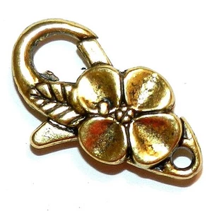 M5142 Antiqued Gold Large 25mm Flower Design Lobster Claw Focal Clasp 5pc - Picture 1 of 1