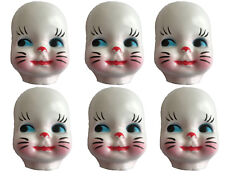 6 Child Bunny Rabbit Costume Celluloid Doll Masks Faces Craft Doll Making VTG
