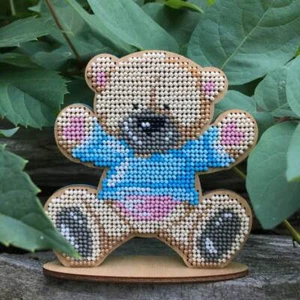 DIY Bead Embroidery on wood kit "Bear cub" - Picture 1 of 5