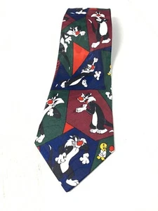 Vintage Men’s Tie 1994 Sylvester Tweety Looney Tunes WB Business Cool Cat - Picture 1 of 6