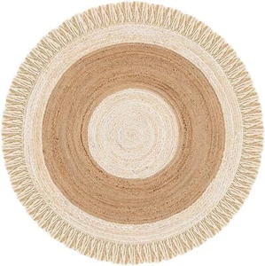 Teppich Natur Jute Rundteppich Handarbeitsteppich Wohnzimmer Vorleger Carpet Wende - Bild 1 von 6