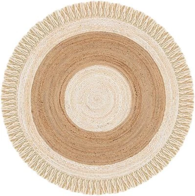 Alfombra redonda de yute natural alfombra hecha a mano alfombra sala alfombra alfombra reversible Foto 1 de 4