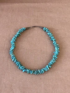 Vintage Navajo turquoise Chip Sterling Silver 925 necklace 18” - Picture 1 of 16