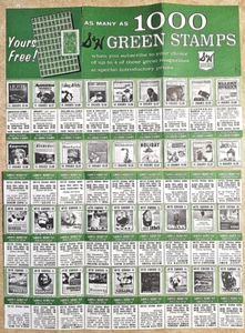 Lote de estampillas vintage de revistas verdes S&H - Imagen 1 de 4