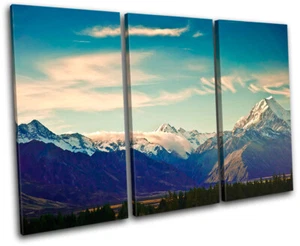 New Zeland Mount Cook Landmarks TREBLE CANVAS WALL ART Picture Print VA - Picture 1 of 1