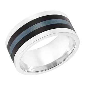 s.Oliver Men's Stainless Steel Silver IP Black 203151 Ring - Picture 1 of 2