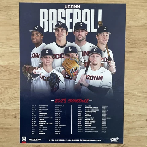 2023 UCONN MENS BASEBALL TEAM POSTER SCHEDULE 18x24” CONNECTICUT HUSKIES COLLEGE Cover