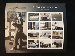 SFSTAMPS US Scott 5212 Andrew Wyeth artista foglio di 12 francobolli Forever MNH 2017 - Foto 1 di 1