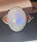 oval 11.38 ct rainbow moonstone and fire ring