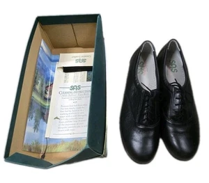 SAS Women's Oxfords Walking Shoes Whisper Black Leather Size 12 N - Picture 1 of 10
