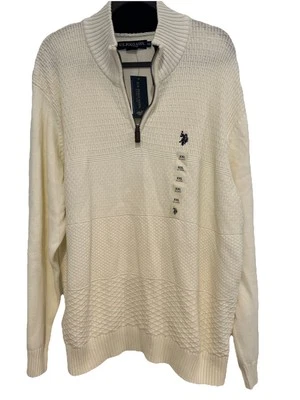 U.S. Polo Assn. Sweater Men’s XXL Vanilla Prep Knit Zipper Logo $80 - Image 1 of 4