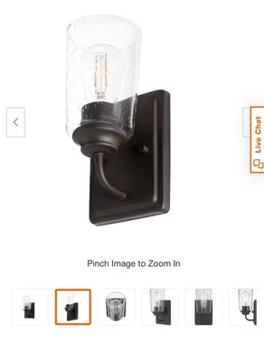 Aplique interior Evangeline de 4,5 pulgadas de bronce único con pantalla de vidrio $40 Foto 1 de 4