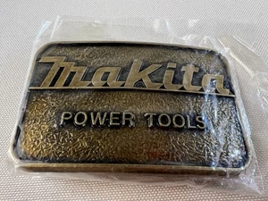 MAKITA POWER TOOLS Belt Buckle Brass Gold Tone NEW IN SEALED PACKAGE Made In USA - Picture 1 of 6