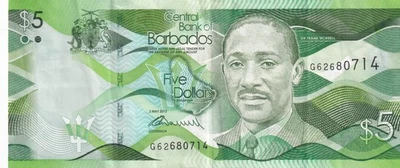 BARBADOS 5 Dollars 2013 P-74a VF Banknote - Image 1 of 4