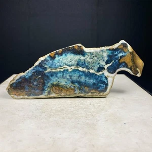 92gr Amazing Blue Chrysocolla Nature Copper Crystal Slab partly Polished - Picture 1 of 15