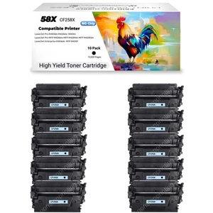 10PK High-Yield BK Toner(NO CHIP) For HP 58X CF258X M404dn M404 M404n MFP M428 - Picture 1 of 6