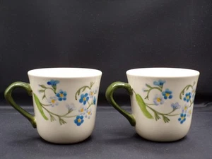 2 Vintage Franciscan Earthenware Cup Mug Rare Blue Interpace #74 Floral 8 oz F25 - Picture 1 of 8