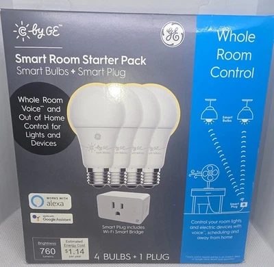 Smart Room Starter Pack By GE 4 Bulbs Plus 1 Plug While Room Control New In Box - Image 1 of 4