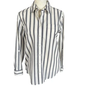 Lands' End Petite XSP 2-4 bügelfrei blau und creme gestreiftes Button Down Hemd - Bild 1 von 8