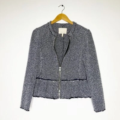Rebecca Taylor Tweed Peplum Jacket Blazer  Blue Size 6 - Image 1 of 4