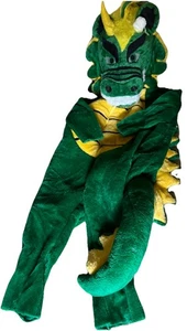 Vintage Dragon Mascot Costume Full Body Suit & Head Green Yellow Horned - Picture 1 of 14
