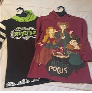 Disney Girls XS Halloween Hocus Pocus And Beetlejuice Graphic Hoodie Dress - Picture 1 of 7
