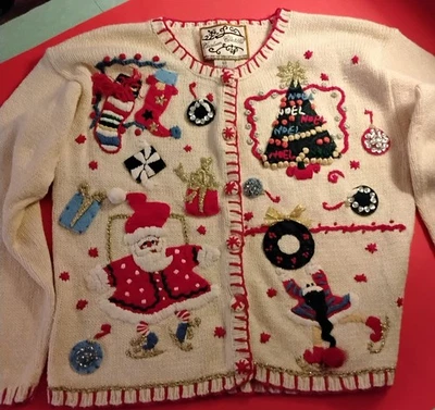 Suéter Bordado Navidad Vintage Niños Reliquia Coleccionables Talla 6X Foto 1 de 4