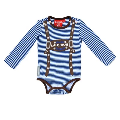 Bondi Gipfelkraxler Body Hosenträger frecher Lausbub Blau Weiß Ringel Gr. 68 - Bild 1 von 3
