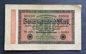 Deutschland 20.000 Mark 1923 Banknote - Weimarer Republik - Hyperinflationszeit - Bild 1 von 2
