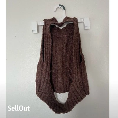 Aster женщин винтажный коричневый ребристый драпированный свитер жилет без спинки размер средний вязаный - Изображение 1 из 4