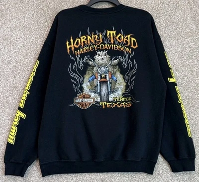 Harley Davidson Sweatshirt Mens Size Large Horny Toad Temple TX Crewneck Black - Image 1 of 4
