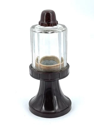 Moutardier ancien à piston seringue ARGIT art déco en bakélite marron,France - Photo 1/4