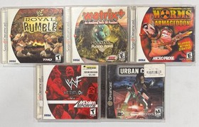 5 Dreamcast Games Lot - CIB, Complete - Urban Chaos, Worms Armageddon, WWF