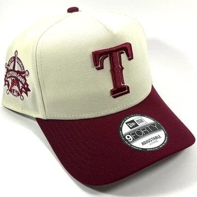 New Era Texas Rangers Exclusive Cream Wine Red 9FORTY A-Frame Snapback Hat Cap - Image 1 of 4
