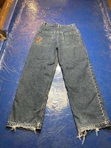 Vtg Route 66 Jeans Youth 16 Wide Leg Baggy Skater Grunge Hip Hop Y2K Embroidered - Picture 1 of 11