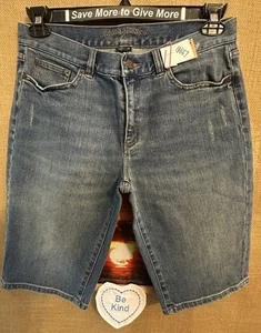 Lauren Jeans Ralph Lauren women’s blue denim 8 distressed short stretch zipper f - Picture 1 of 7