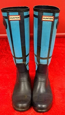Hunter Original Tall Wellington Boots (Graphic/Geometric Print Size Uk 8 Eu 42. - Image 1 of 4