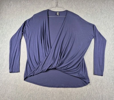 prAna Surplice Top Blouse Womens Medium Purple Stretch Long Sleeve Pullover - Image 1 of 4