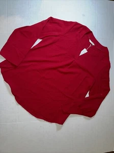 Fantaslook Women’s Blouse Size Large Color Red 100% Polyester V Neck - Picture 1 of 9